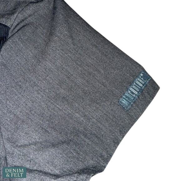 Med Couture Touch Gray Scrub Top Black Shoulder Detail Size Small - Picture 3 of 6